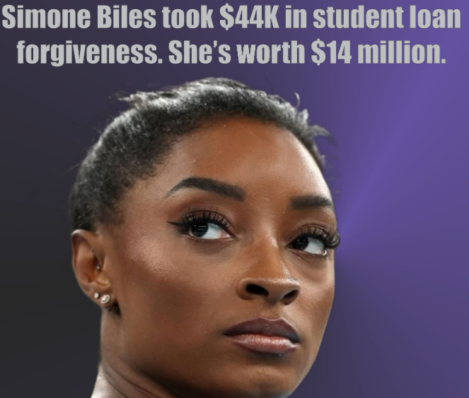 Breaking News: Roseanne Barr ‘goes mad’ as Simone Biles, worth $14 million, but still took $44K in student loan forgiveness: “Why are we giving taxpayer funds to millionaires?”