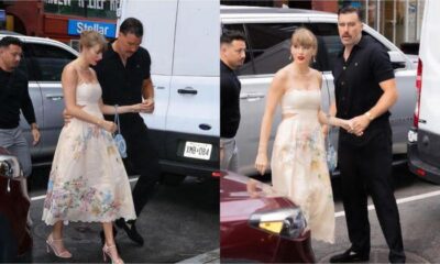 Iconic Power couples Travis Kelce and Taylor Swift were spotted holding hands as they arrived at the Brooklyn restaurant Hotspot Lucas’s for dinner on Saturday night