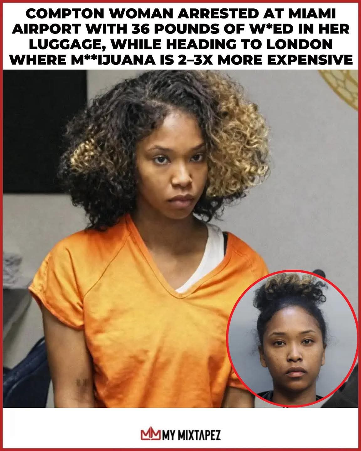 Breaking News: A California woman was arrested at Miami International Airport after authorities said they found 36 pounds of dr*gs in her luggage....see more