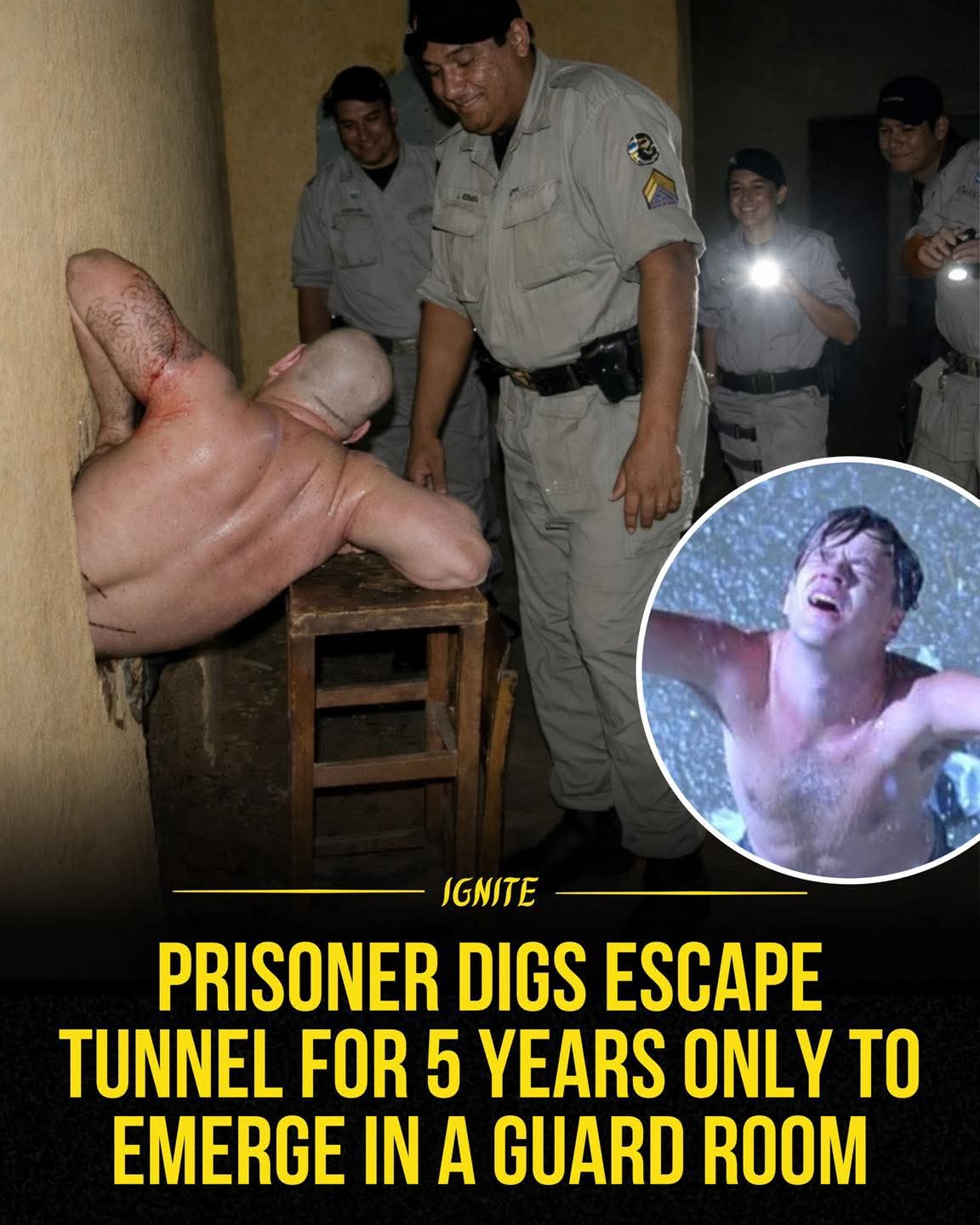 Breaking News: Maybe he didn’t have a Red… or maybe hope wasn’t the best of things this time.In Brazil, a prisoner reportedly spent nearly five years secretly digging a tunnel in an attempt to escape from a heavily guarded prison. Day after day, he slowly carved through the prison’s foundations, determined to crawl his way to freedom....see more