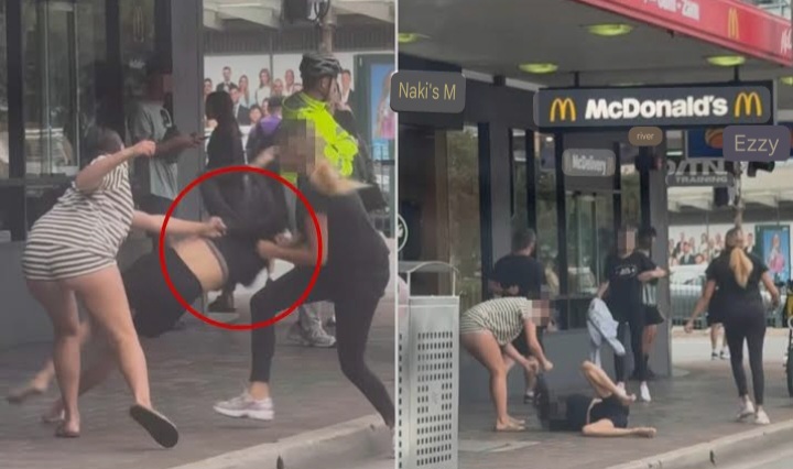 Breaking News: Shocking moment brawl erupts outside a McDonald's after two girls gang up on victim - as 'girl gangs' terrorise Maroubra...see more